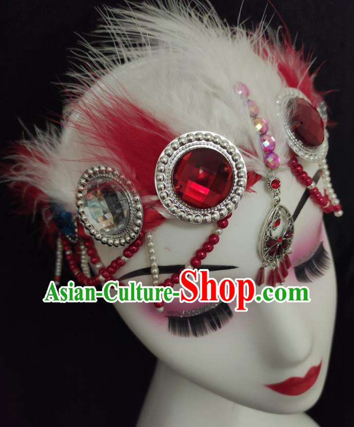 China Mongolian Ethnic Performance Headpieces Mongol Nationality Folk Dance Hair Accessories Minority Dance Red Headband