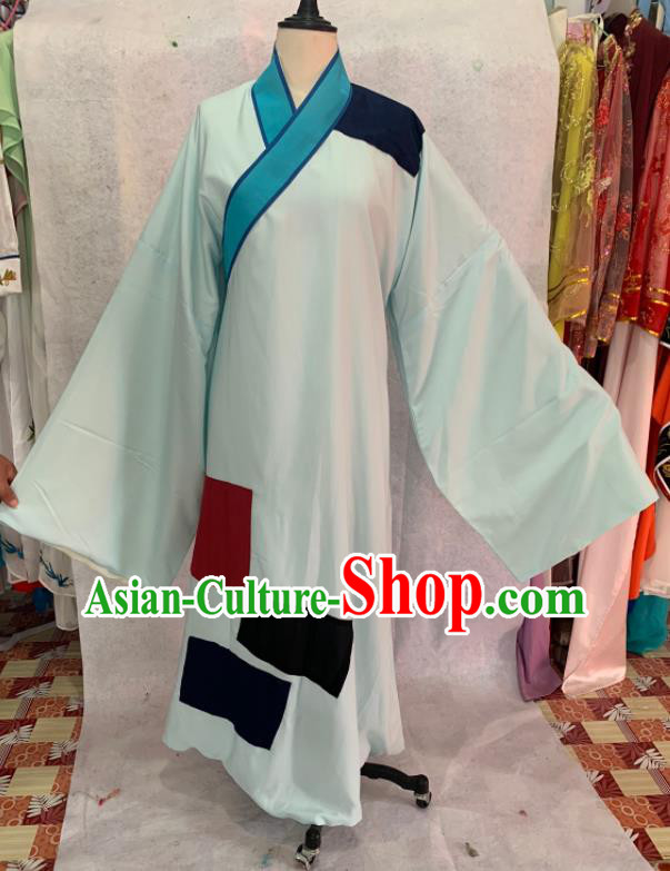 China Beijing Opera Xiaosheng Light Green Robe Traditional Opera Beggar Clothing Shaoxing Opera Young Male Garment Costumes