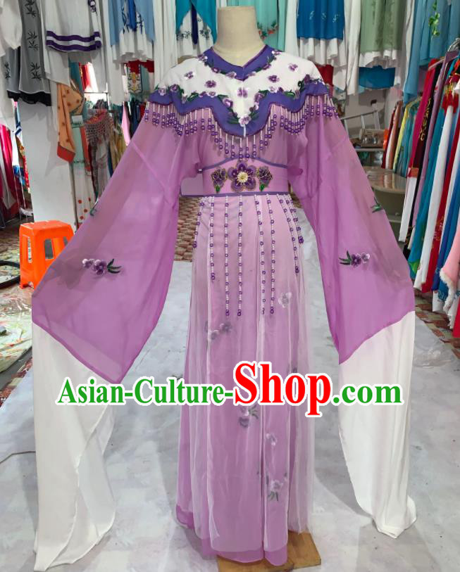 China Peking Opera Hua Tan Clothing Ancient Palace Lady Garment Costume Shaoxing Opera Diva Purple Dress Outfits