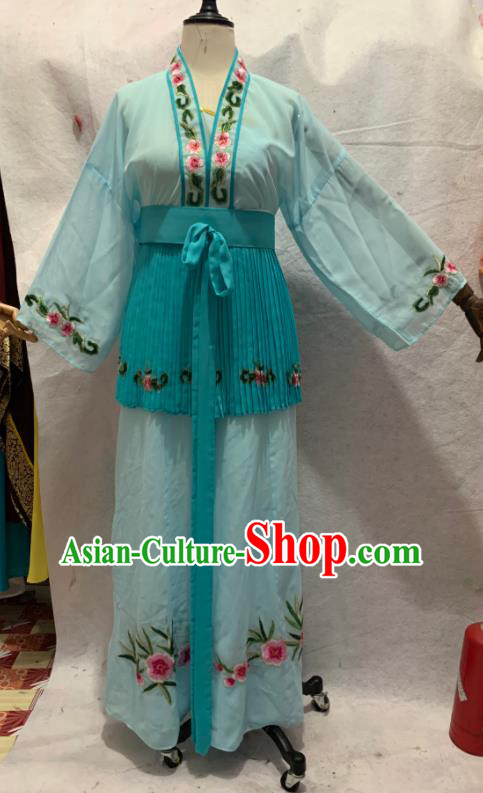 China Beijing Opera Xiaodan Clothing Ancient Servant Girl Garment Costumes Shaoxing Opera Young Lady Dress Uniforms