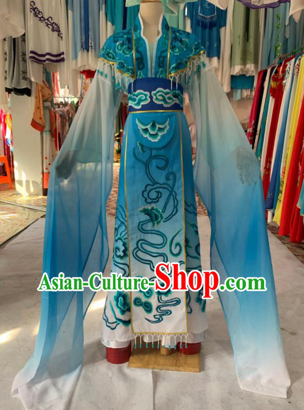 China Huangmei Opera Fairy Blue Dress Outfits Peking Opera Hua Tan Clothing Ancient Princess Garment Costumes