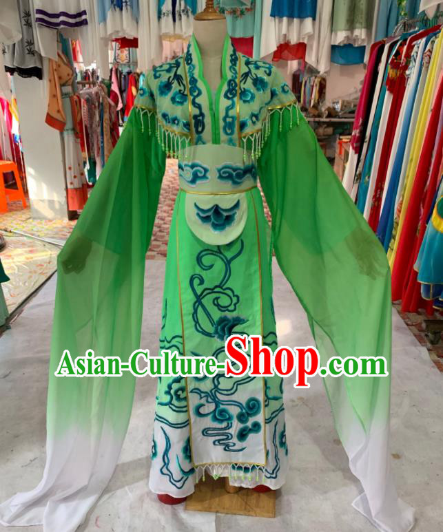China Peking Opera Hua Tan Clothing Ancient Princess Garment Costumes Huangmei Opera Fairy Green Dress Outfits