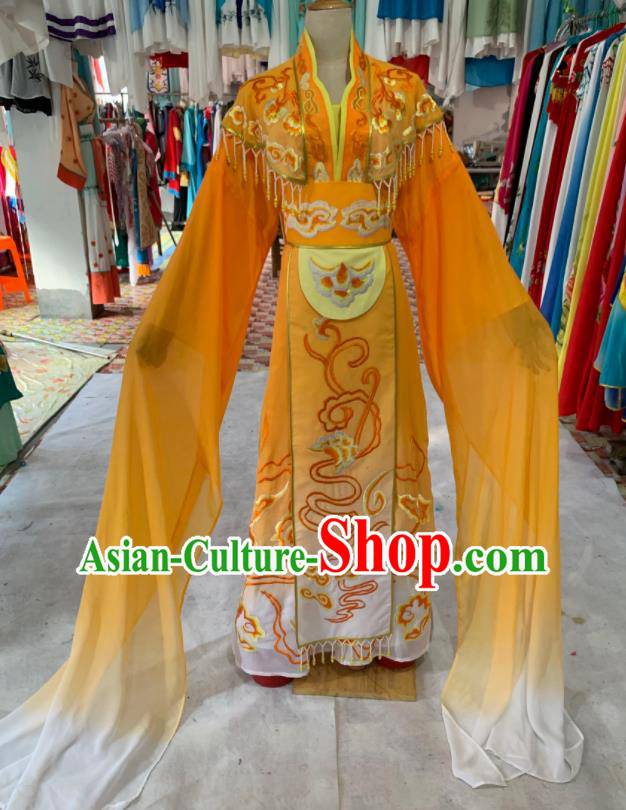 China Huangmei Opera Princess Orange Dress Outfits Peking Opera Diva Clothing Ancient Fairy Garment Costumes