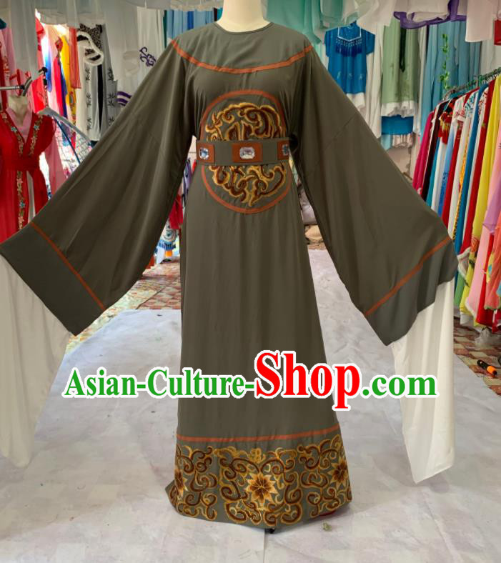 China Traditional Opera Young Male Clothing Shaoxing Opera Scholar Garment Costume Beijing Opera Embroidered Grey Official Robe