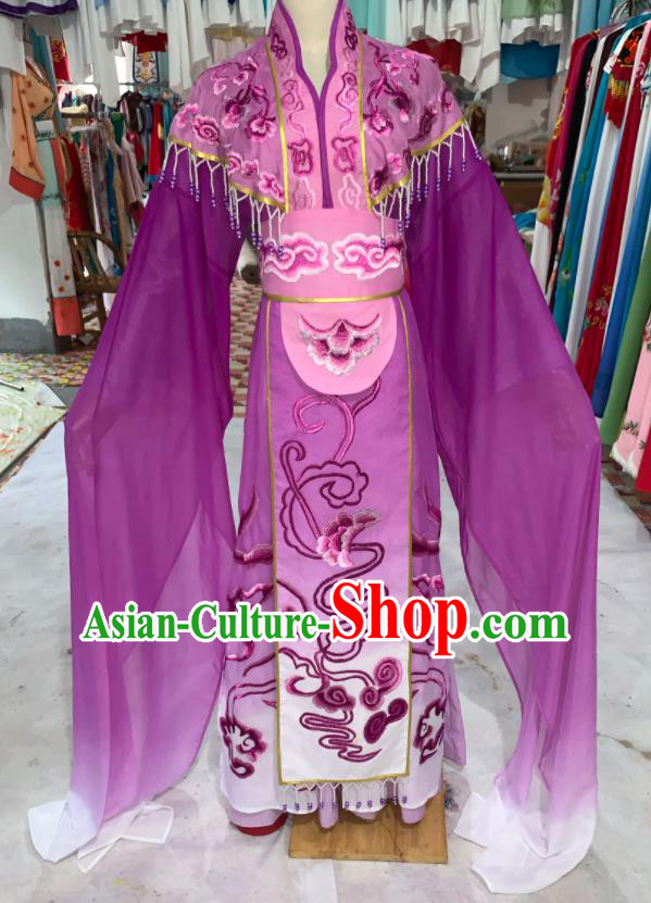 China Ancient Princess Garment Costumes Huangmei Opera Empress Purple Dress Outfits Traditional Peking Opera Hua Tan Clothing