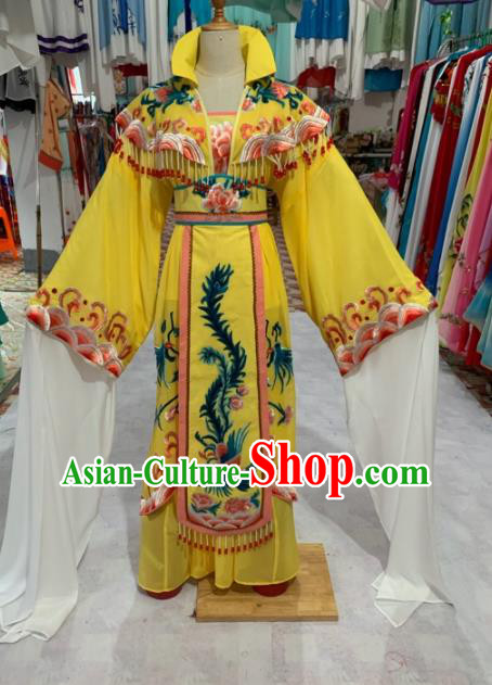 China Traditional Peking Opera Diva Clothing Ancient Empress Garment Costumes Huangmei Opera Queen Yellow Dress Outfits