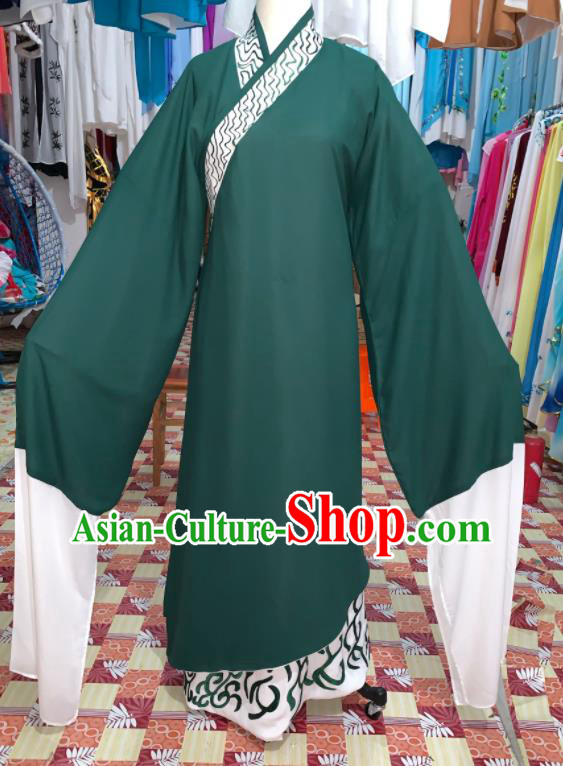 China Beijing Opera Xiaosheng Deep Green Robe Traditional Opera Scholar Clothing Shaoxing Opera Xu Xian Garment Costumes
