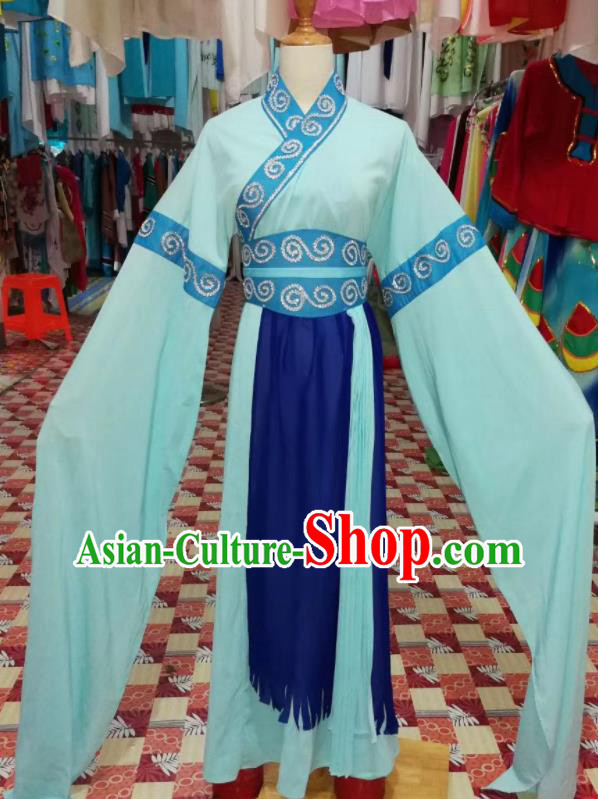China Traditional Peking Opera Actress Clothing Ancient Village Girl Garment Costumes Shaoxing Opera Country Lady Blue Dress Outfits