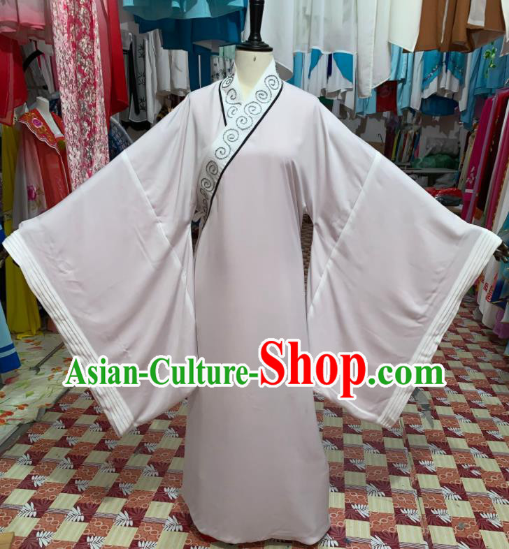 China Shaoxing Opera Taoist Garment Costumes Beijing Opera Xiaosheng White Robe Traditional Opera Scholar Clothing