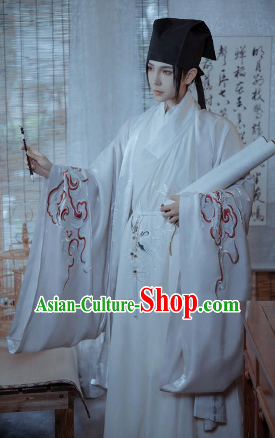 China Traditional Hanfu Priest Frock Ming Dynasty Swordsman Garment Costumes Ancient Young Childe Clothing Complete Set