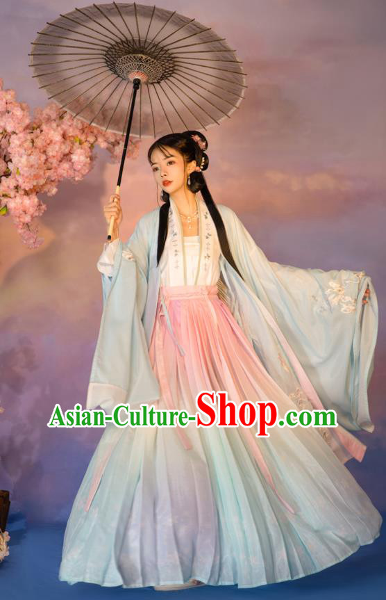 China Ancient Young Beauty Clothing Traditional Embroidered Hanfu Dress Song Dynasty Royal Princess Garment Costumes Complete Set