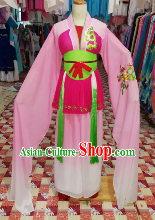 China Huangmei Opera Village Lady Pink Dress Outfits Traditional Peking Opera Diva Clothing Ancient Fairy Garment Costumes