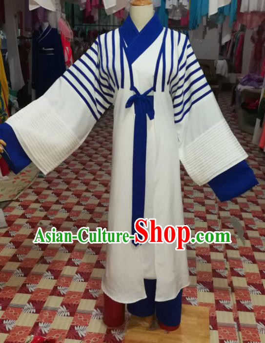 China Traditional Opera Young Male Clothing Shaoxing Opera Merchant Garment Costumes Beijing Opera Xiaosheng White Robe Uniforms