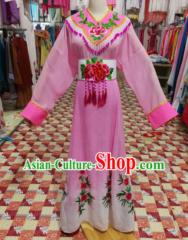 China Huangmei Opera Actress Pink Dress Outfits Traditional Peking Opera Xiaodan Clothing Ancient Palace Lady Garment Costumes