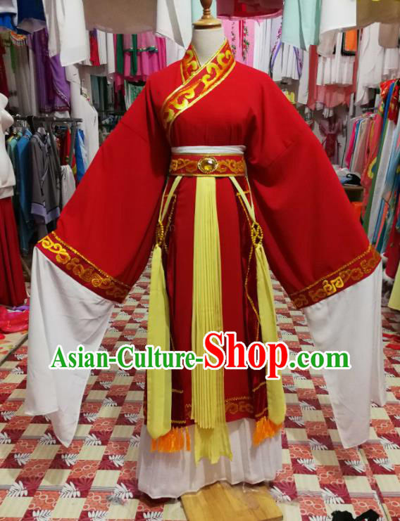 China Beijing Opera Xiaosheng Red Robe Uniforms Traditional Opera Wedding Bridegroom Clothing Shaoxing Opera Scholar Jiao Zhongqing Garments