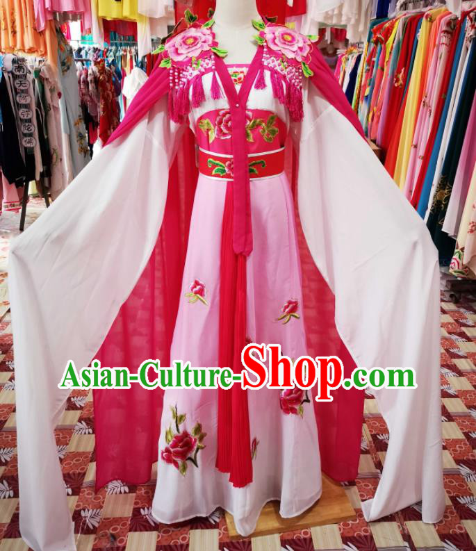 China Traditional Peking Opera Hua Tan Clothing Ancient Young Beauty Garment Costumes Shaoxing Opera Palace Lady Pink Dress Outfits