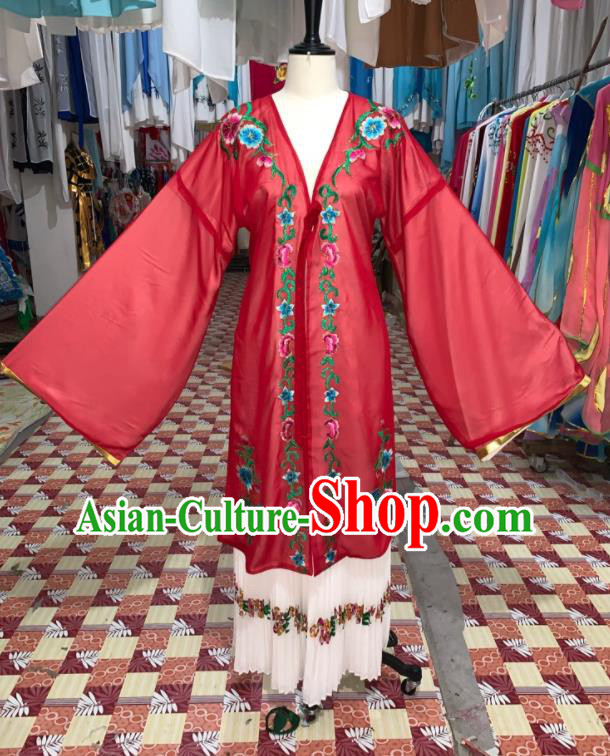 China Huangmei Opera Actress Red Dress Outfits Traditional Peking Opera Diva Clothing Ancient Noble Mistress Garment Costume
