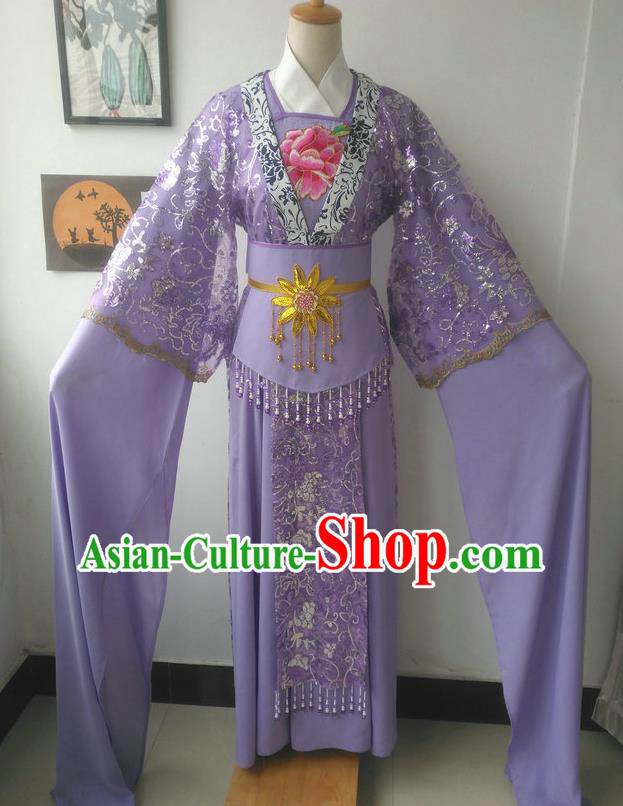 China Traditional Shaoxing Opera Princess Garments Peking Opera Hua Tan Purple Dress Outfits Ancient Fairy Clothing