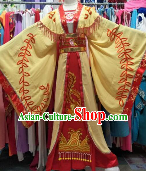 China Shaoxing Opera Princess Yellow Dress Outfits Traditional Peking Opera Actress Clothing Ancient Court Beauty Garment Costume
