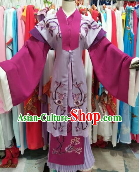 China Traditional Peking Opera Laodan Clothing Ancient Countess Garment Costume Shaoxing Opera Noble Dame Purple Dress Outfits