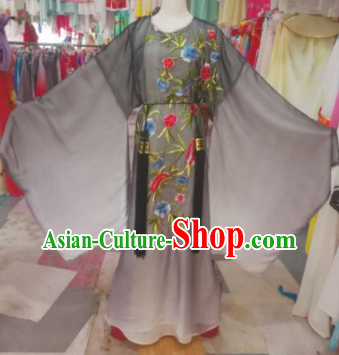 China Beijing Opera Scholar Grey Robe Uniforms Traditional Opera Scholar Clothing Huangmei Opera Young Male Garments