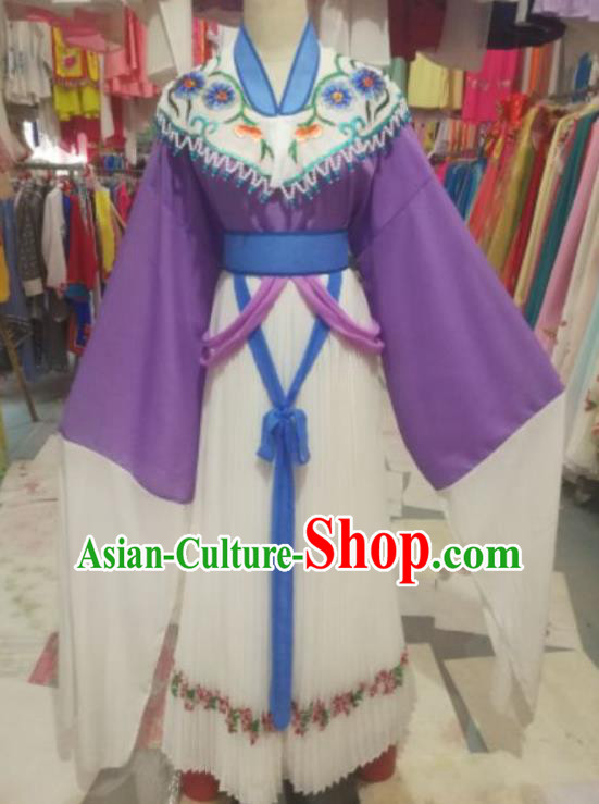China Huangmei Opera Diva Purple Dress Outfits Traditional Peking Opera Actress Clothing Ancient Goddess Garment Costumes
