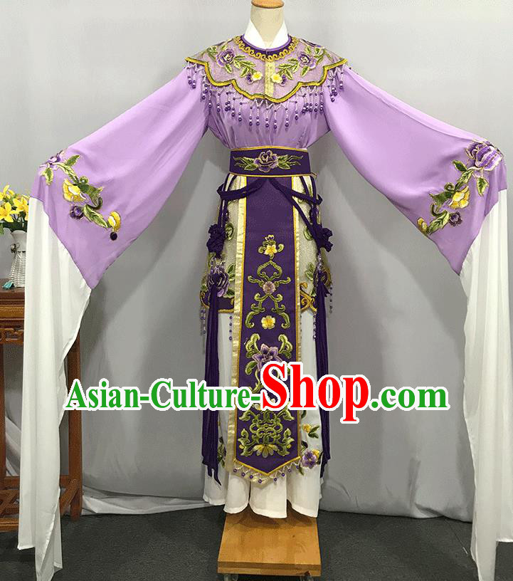 China Peking Opera Hua Tan Purple Dress Outfits Ancient Queen Garment Costumes Traditional Shaoxing Opera Empress Clothing