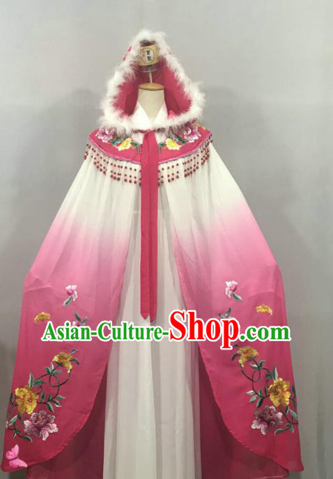 China Peking Opera Hua Tan Embroidered Pink Cape Ancient Princess Clothing Traditional Shaoxing Opera Actress Mantle