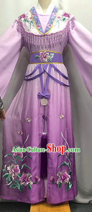 China Peking Opera Diva Clothing Ancient Princess Garment Costumes Traditional Yue Opera Goddess Purple Dress Outfits