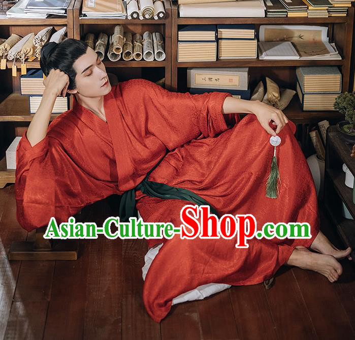 China Song Dynasty Noble Childe Clothing Ancient Royal Prince Garment Costume Traditional Hanfu Red Robe Apparel