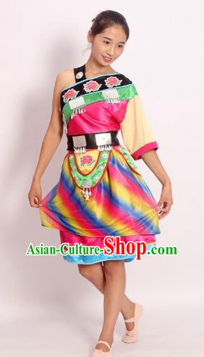 Chinese Yao Nationality Clothing Festival Dance Garments Dong Minority Folk Dance Rosy Dress Ethnic Woman Outfits
