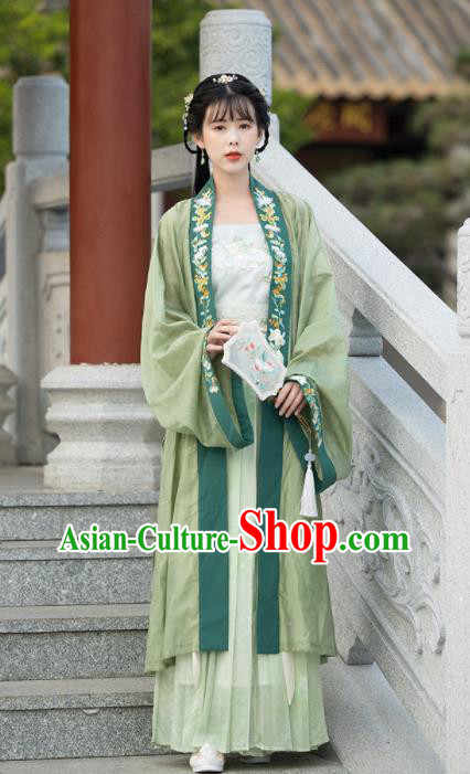 China Ancient Young Lady Garment Costumes Traditional Hanfu Dress Song Dynasty Patrician Woman Historical Clothing