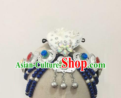 China Mongolian Ethnic Performance Headpiece Mongol Nationality Folk Dance Headdress Minority Dance Headwear