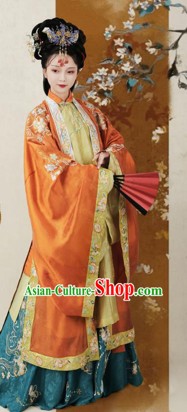 China Ancient Noble Mistress Hanfu Dress Apparels Ming Dynasty Aristocracy Female Historical Garment Costumes Complete Set