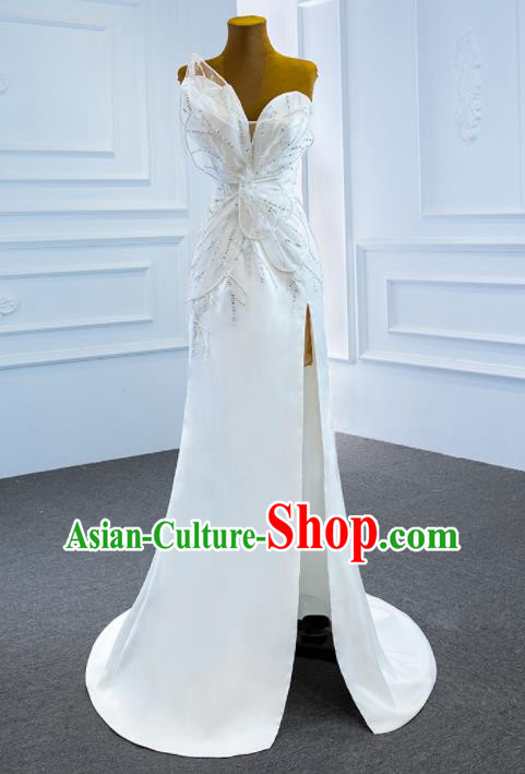 Custom Vintage Formal Garment Bride Embroidery Full Dress Catwalks Princess Costume Ceremony Compere Clothing Luxury Fishtail Wedding Dress