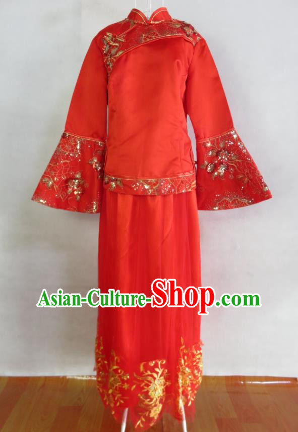 China Classical Red Cheongsam Dress Traditional Xiuhe Suits Bride Toasting Clothing Wedding Garment Costumes