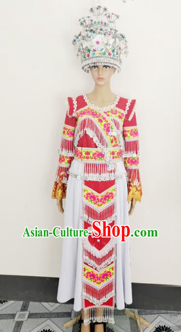 China Miao Nationality Festival Costumes Ethnic Photography Clothing Traditional Hmong Folk Dance Dress Outfits Yunnan Minority Woman Garments