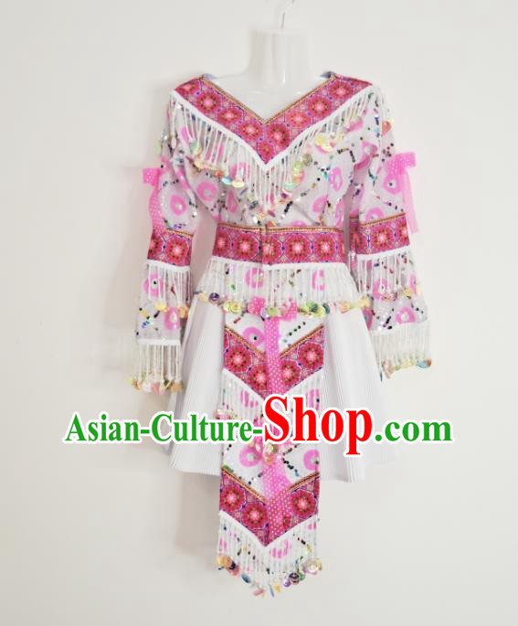 China Ethnic Performance Clothing Traditional Hmong Festival Dress Outfits Yunnan Minority Woman Garments Miao Nationality Folk Dance Costumes