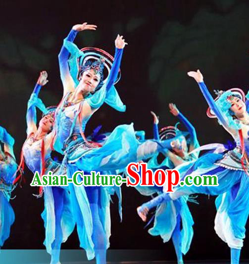 China Flying Apsaras Dance Performance Dress Classical Dance Clothing Woman Group Dance Garment Costume