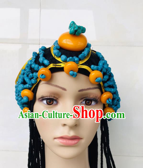 China Xizang Ethnic Wedding Headband Zang Nationality Folk Dance Hair Accessories Tibetan Minority Performance Headpieces