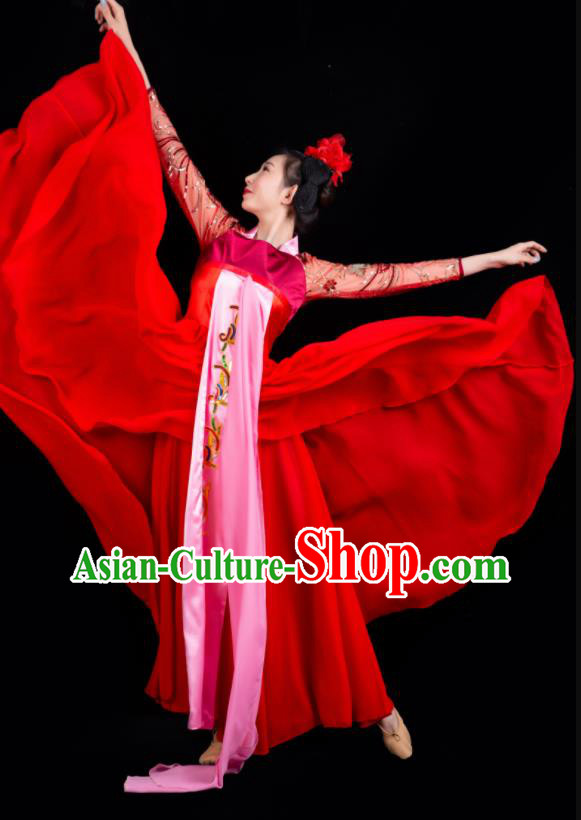 China Woman Performance Clothing Classical Dance Garment Costumes Court Dance Red Dress Hanfu Dance Outfits