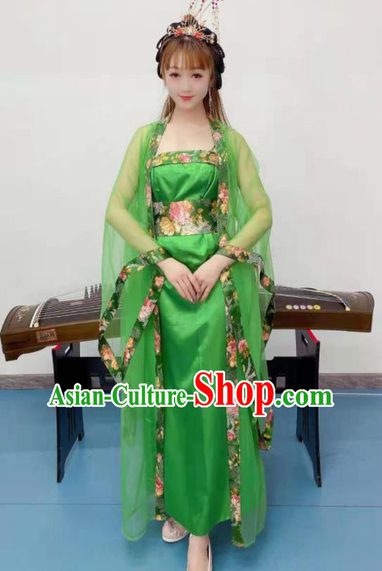 Chinese Classical Dance Clothing Ancient Fairy Dance Green Outfits Stage Performance Garment Costumes Tang Dynasty Imperial Consort Hanfu Dress