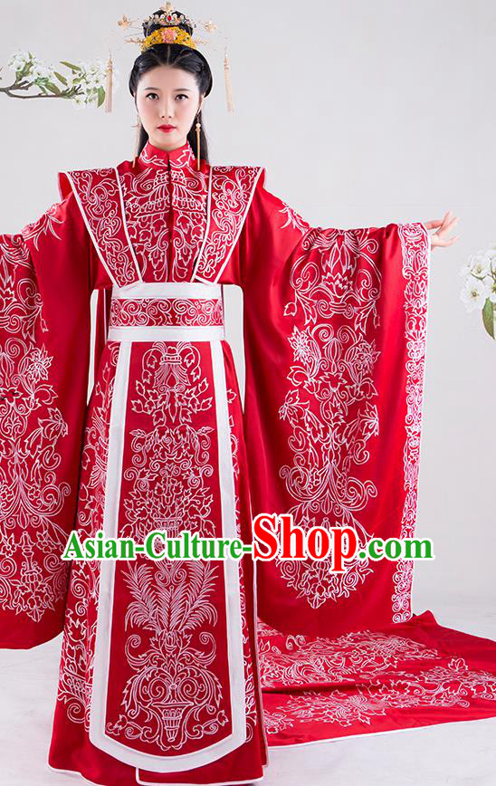 China Drama Eternal Love of Dream Bai Fengjiu Wedding Garment Costumes Ancient Goddess Queen Red Hanfu Dress Ming Dynasty Empress Historical Clothing