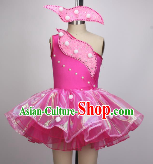 Professional Tu Tu Dance Pink Dress Children Modern Dance Clothing Girl Dancewear Ballet Dance Garment Costume