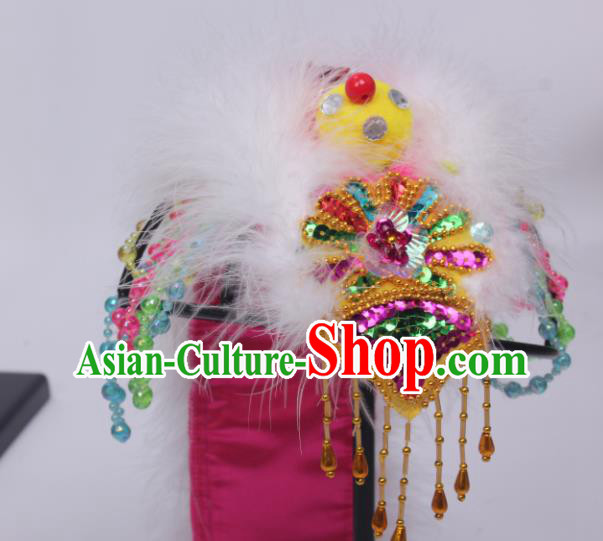 Chinese Folk Dance Feather Hat Traditional Children Performance Hair Accessories Zang Ethnic Girl Hair Crown