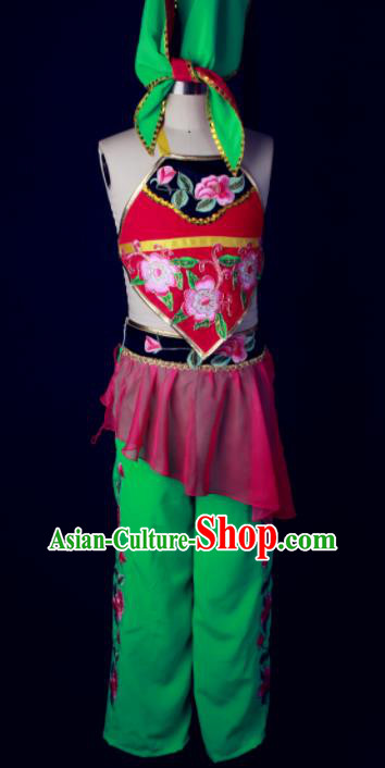 China Fan Dance Dress Children Yangko Dance Outfits Girl Performance Clothing Folk Dance Garment Costumes