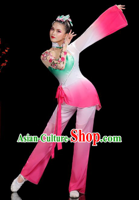 Professional China Folk Dance Pink Outfits Women Group Dance Costumes Yangko Dance Garments Fan Dance Clothing