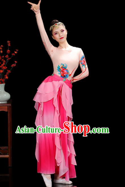 China Classical Dance Garment Costumes Lotus Dance Dress Fairy Dance Pink Outfits Woman Performance Clothing