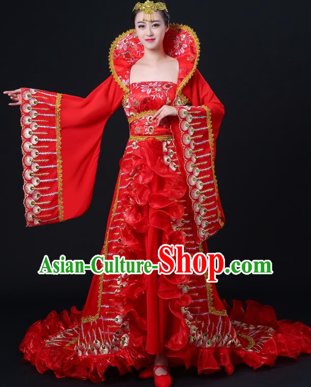 China Woman Dancewear Classical Dance Clothing Tang Dynasty Princess Garment Costumes Ancient Imperial Consort Red Dress