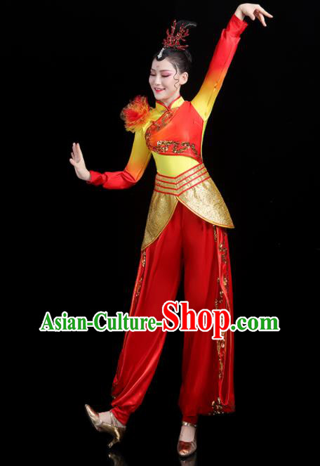 Chinese Yangko Performance Apparels Folk Dance Clothing Traditional Fan Dance Outfits Female Drum Dance Costumes